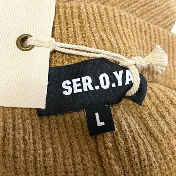 NWT SER•O•YA Brown London Pants Knit Flare High Rise Slight V Waist Size Large‎ - Picture 11 of 15